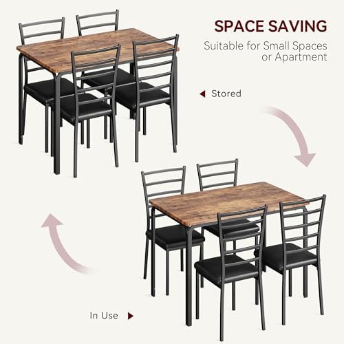 GarveeHome 5-Piece Kitchen Dining Room Table Chair Set for Small Space, Indoo...