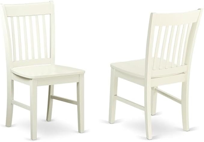 East West Furniture MZNO3-LWH-W 3 Piece Kitchen Table Set for Small Spaces Contains a Rectangle Dining Room Table with Dropleaf and 2 Solid Wood Seat Chairs, 36x54 Inch, Linen White