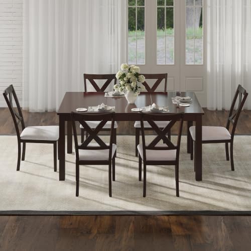 AMERLIFE 7-Piece Farmhouse Dining Table Set for 6, 60'' Table and 6 C...