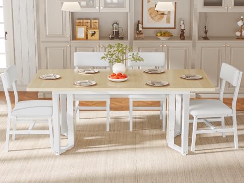 Itaar 5-Piece Dining Table Set for 4-6 People, 63" Extendable Kitchen Ta...