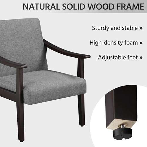 Yaheetech Accent Chair, Mid-Century Linen Fabric Armchair, Dark Gray