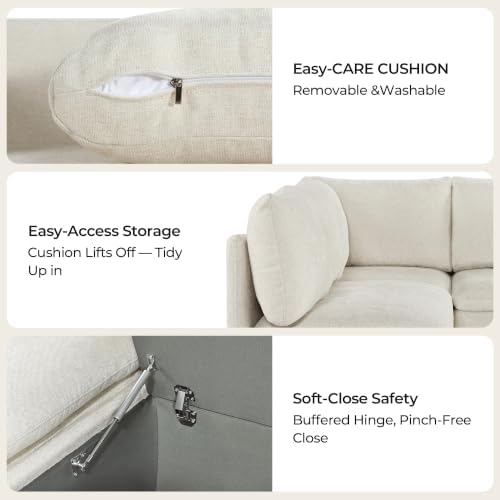 CHITA Breakfast Nook Bench with Storage, Banquette Seating, 4 Seats, Linen