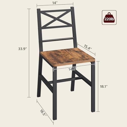 MAHANCRIS Dining Chair Set of 4, Rustic Wooden Kitchen Chairs with Backrest, ...