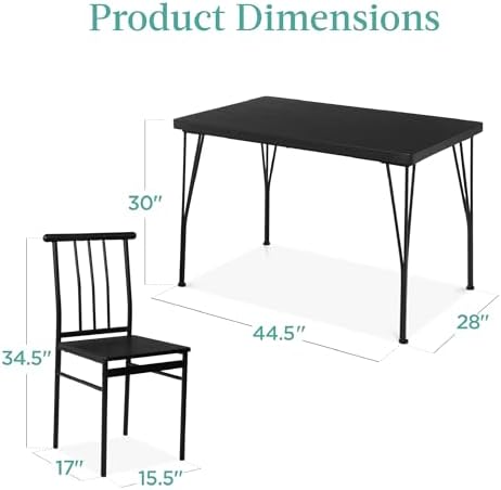 Best Choice Products 5-Piece Metal and Wood Indoor Modern Rectangular Dining ...