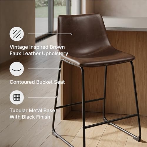 Signature Design by Ashley Counter Height Bar Stools, Set of 2, Brown