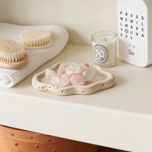 Jewelry Dish Trinket Tray for Women, Ring Dish Holder, Unique Cloud Shape Plate Cute Things Vanity Aesthetic Room Decor Mother's Day Birthday Gifts (Faux Travertine Y)