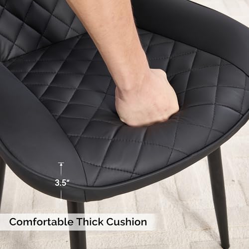 Dining Chair Set of 6, Modern Dining Chairs with Thick Cushion, Faux Leather ...
