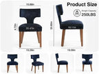 Soft Padded Dining Chairs Set of 4, Modern Farmhouse Upholstered Chairs with Linen Fabric & Rubber Wood Legs, Ergonomic Armless Seats for Dining Room Kitchen Living Room (Blue)
