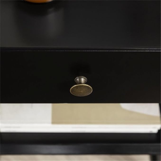 Walker Edison Ella Mid Century Modern 1 Drawer Solid Wood Nightstand, 1 Pack, Black