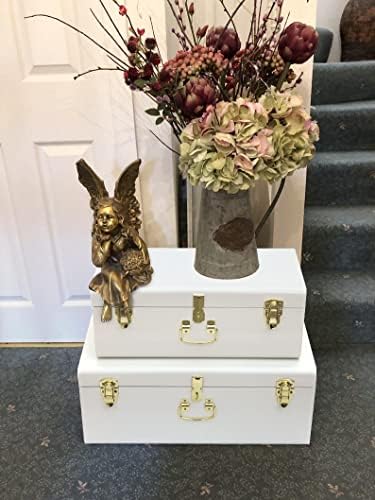 Vixdonos Decorative Metal Box Storage Trunks Set of 2 College Dorm Chest with...