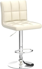 Yaheetech Bar Stools Set of 2, Adjustable PU Leather Swivel Barstools, Modern Counter Height Stools with Back and Footrest for Bar, Kitchen, Dining Room, Beige