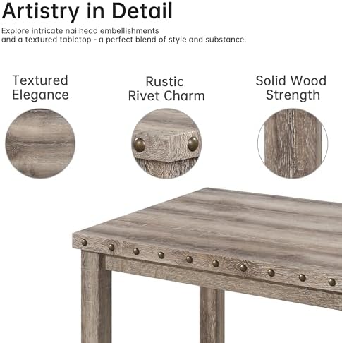Modern Fort 7-Piece Farmhouse Dining Table Set for 6, 60" Rectangular Wo...