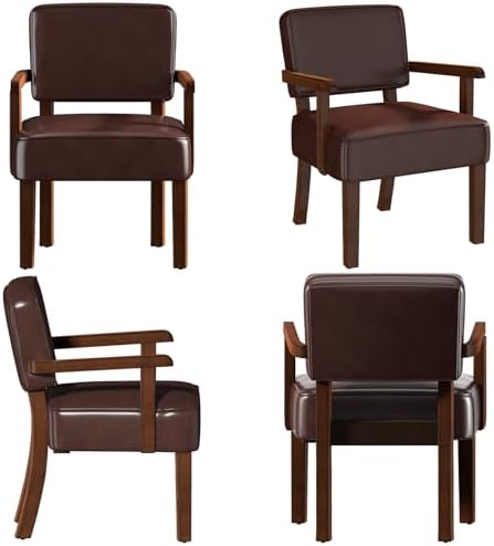 FAGAGA Accent Chairs Set of 2, 2 Solid Wood Armchairs with Table