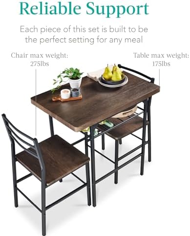 Best Choice Products 3-Piece Modern Dining Set, Space Saving Dinette for Kitc...
