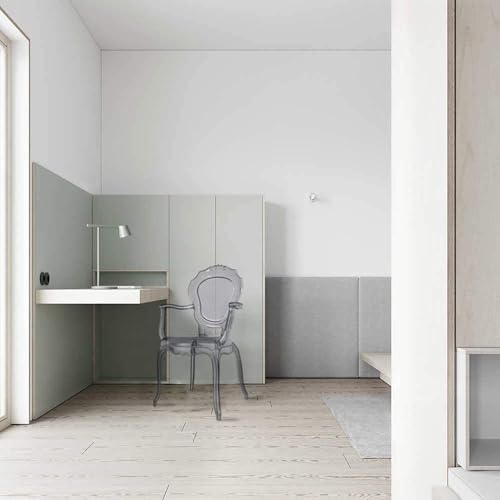 2xhome Stackable Ghost Dining Chair | Transparent Vanity Armchair | Louis Bel...