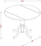 East West Furniture DMAB5-LWH-02 5 Piece Dining Table Set for 4 Includes a Round Kitchen Table with Dropleaf and 4 Light Beige Linen Fabric Parson Dining Chairs, 42x42 Inch, Linen White