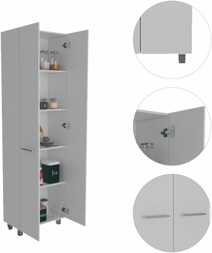 Baleare Pantry Cabinet, Ample Storage, 5 Shelves, White