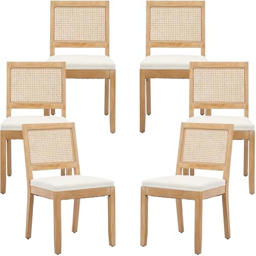 French Country Dining Chairs Set of 6, Beige Modern Kitchen & Dining Room...