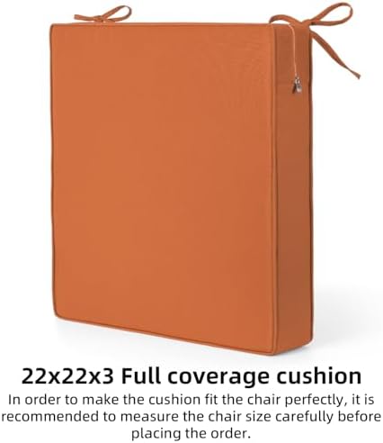 Detiblue Outdoor Chair Cushion Set, 22x22Inch Patio Seat Pads(Orange)