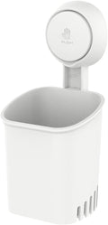 BESPORTBLE Strong Suction Cup Wall Toothbrush Holder with Draining Rack for Razor and Toothpaste White Bathroom Organizer No-Drill Mount Storage for Hygiene Accessories