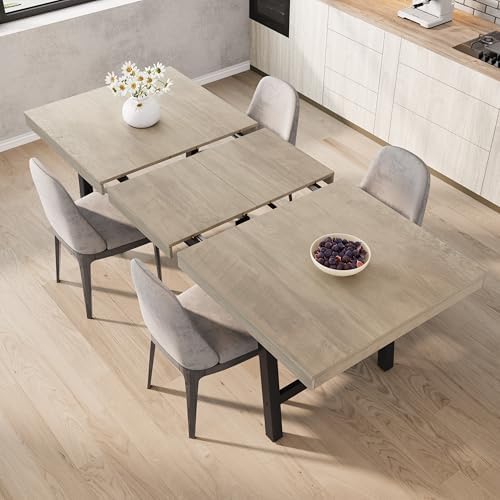 GarveeHome 63-83" Extendable Dining Table, Industrial Rectangular Dining...