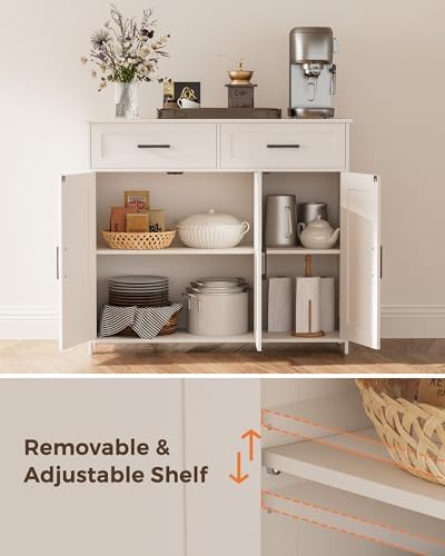 Homhedy Coffee Bar Storage Cabinet with Drawers, Kitchen Buffet Cabinet