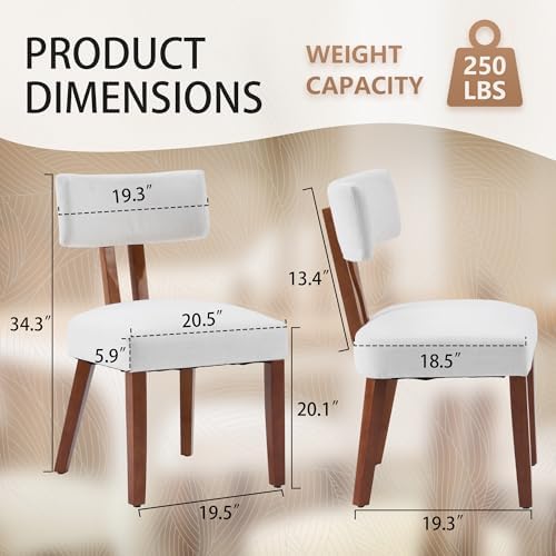 MOJAY Dining Chairs Set of 4, Mid Century Modern Kitchen Chair Linen Fabric S...