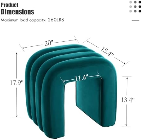 Flouki Small Ottoman Set of 2, Vanity Stools with Aesthetic Channel Tufted, O...