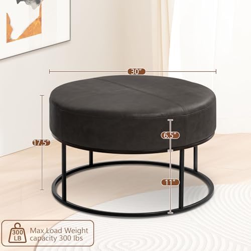 Modern Round Coffee Table, Farmhouse Ottoman for Living Room, Large Vintage F...