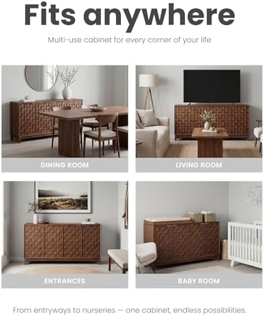 MALOL Fluted Sideboard Buffet Cabinet with Storage, 59" Wood Buffet Tabl...