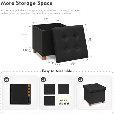B FSOBEIIALEO Storage Ottoman with Tray, Foot Stools and Ottomans with Legs, ...