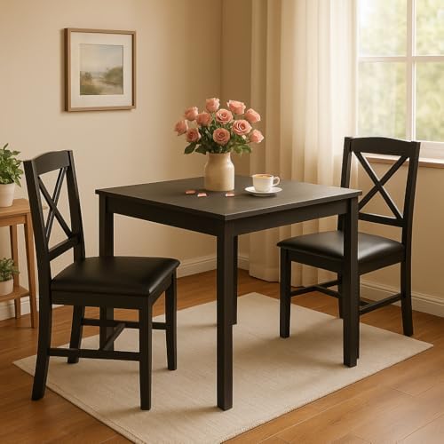 Tangkula Mid-Century Modern Dining Table Set for 2, Kitchen Table Set
