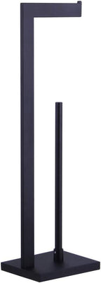 Matte Black Toilet Paper Holder Stand Toilet Paper Roll Holder with Shelf Reserve Free Standing Portable Tissue Storage Organization