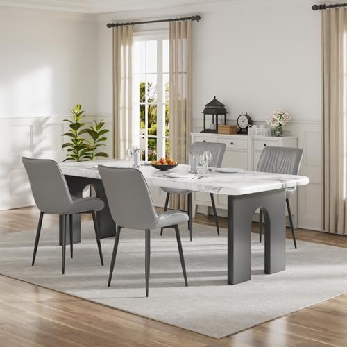 VECELO Dining Chairs Set of 4, Modern Upholstered Faux Leather Cushion Seat a...