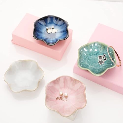 Ceramic Jewelry Dish,Leaf Jewelry Tray Key Tray,Jewelry Holder,Small Ring Dish Holder Jewelry Plate Trinket Dish Catchall Tray Nightstand Decor For Entryway Table Green Room Decor（Crystal Green）