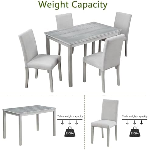 Harper & Bright Designs 5-Piece Dining Table Set with 4 Upholstered Chair...