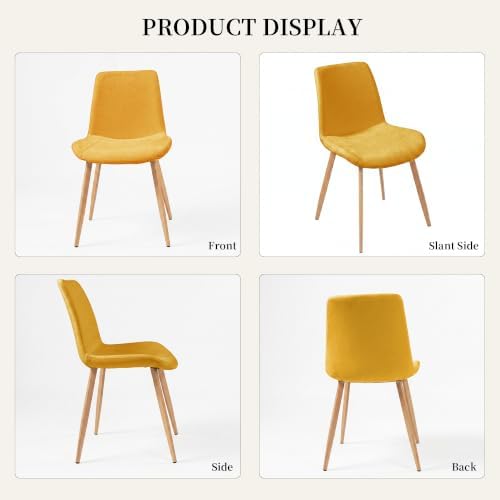 HIPIHOM Dining Chairs Set of 4, Mid-Century Modern Fabric Kitchen Chairs