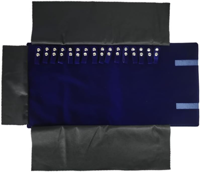 Velet Travel Jewelry Case Roll Bag Organizer for Necklace Bracelet Black Gray Velvet (Blue)