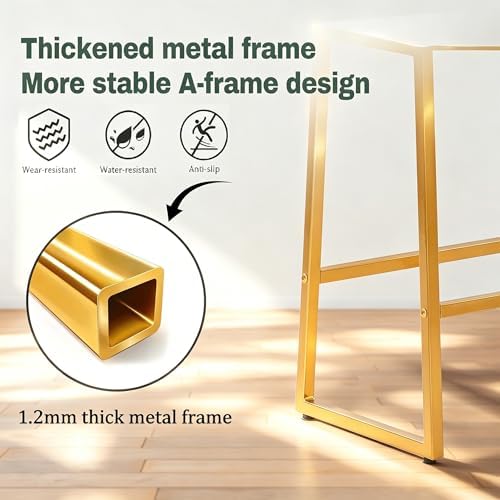 RNKSFX White & Gold Counter Height Bar Stools Set of 3 for Kitchen Counte...