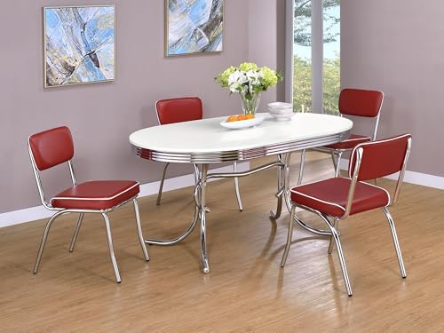 Coaster Home Furnishings Retro 1950s Soda Fountain Diner 5-Piece Dining Room ...
