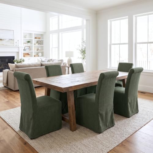 chairus Slipcovered Upholstered Parsons Dining Chairs Set of 2, Green