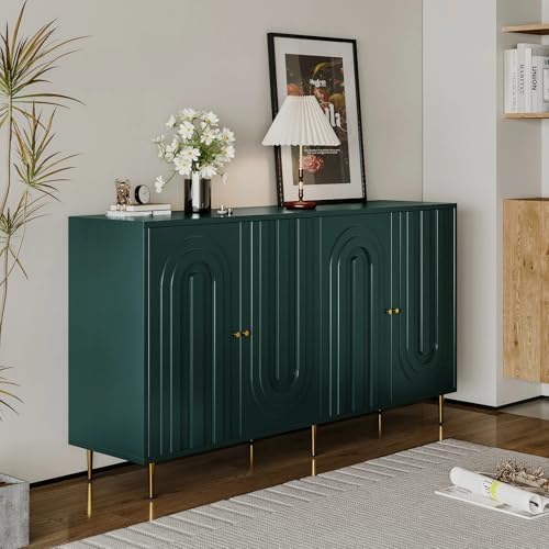 60" Modern Sideboard Buffet Accent Cabinet with Shelves Green