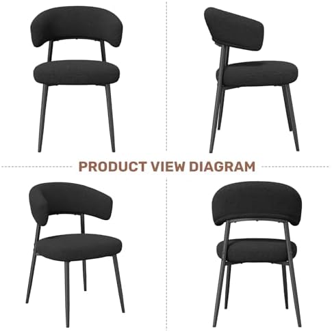 Dining Chairs Set of 6, Mid Century Modern Kitchen Chairs, Boucle Upholstered...