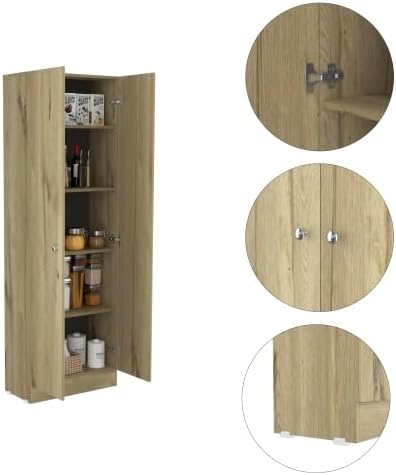 71" Tall Kitchen Pantry Cabinet with Storage, 2-Door Cupboard Credenza B...
