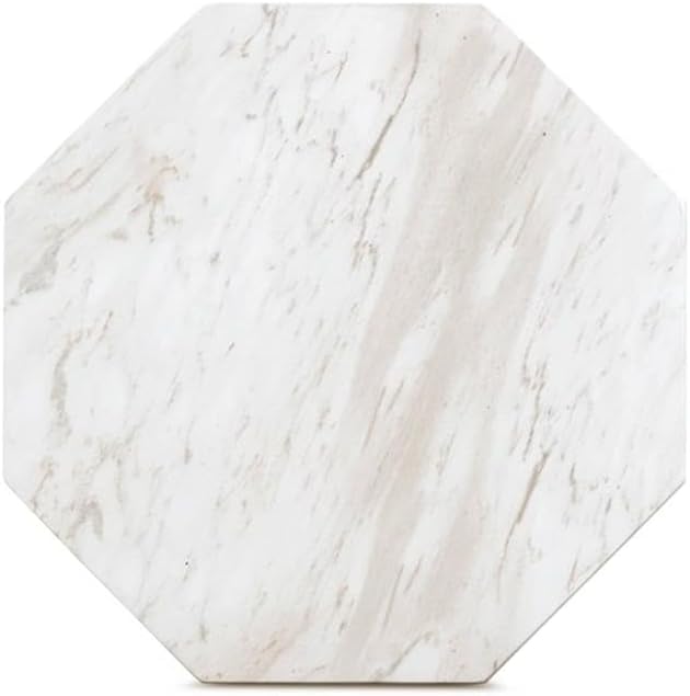 Pemberly Row Contemporary Round Side Table, White Faux Marble Top, 19.8"...