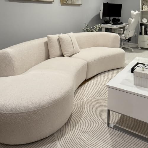 Acanva Formia Boucle Curved Sectional Couch for Living Room