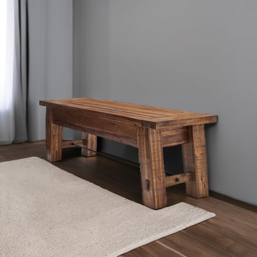 Alaterre Durango Rustic Industrial Solid Wood Entryway Bench, Natural, 60” | ...