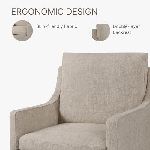 KISLOT Upholstered Dining Chairs Set of 1 with Casters, Sand