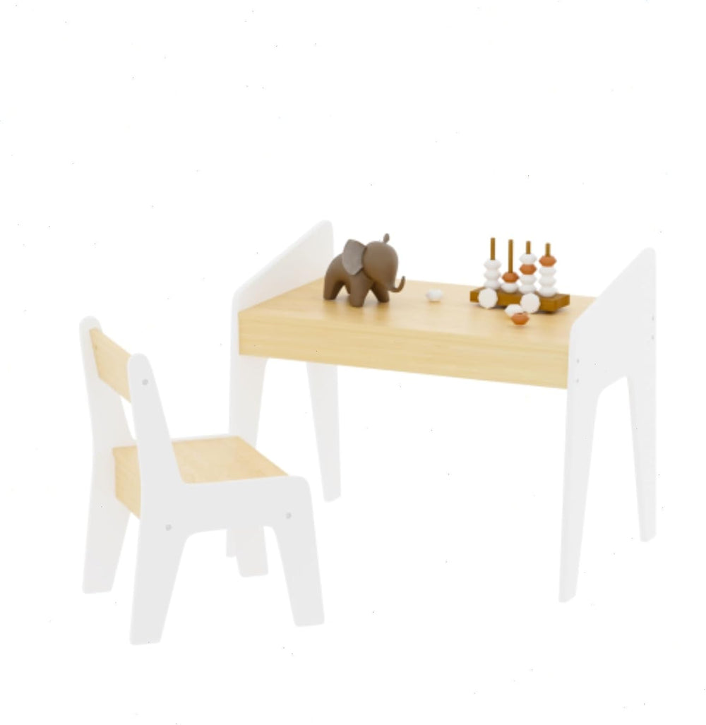 Table and Chair Set for Boys and Girls, Smooth MDF Wood, Scaled-Down Size, Mu...