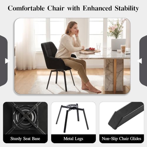 TUKAILAi Swivel Dining Chairs Set of 4, Faux Leather Dining Chairs with Arms ...